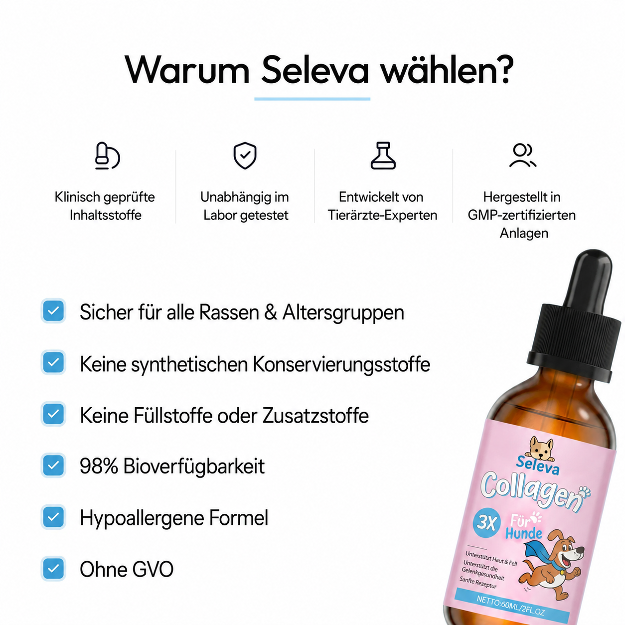 SELEVA Premium Flüssig-Kollagen für Hunde